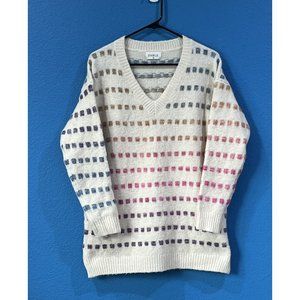 Fable Comfy Oversized Rainbow Square Geometric Print Sweater Women Small/Medium